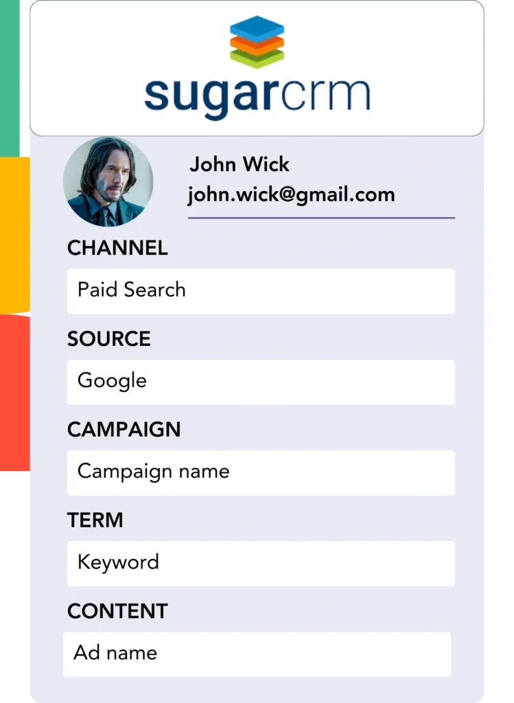 Google Analytics data Sugar CRM