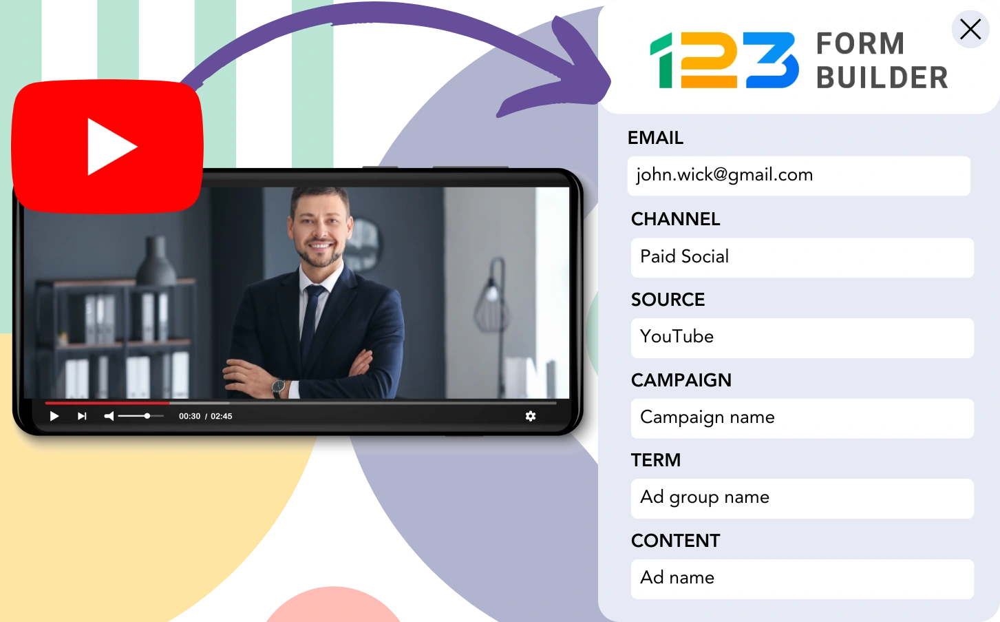 Track YouTube Ads data in 123FormBuilder