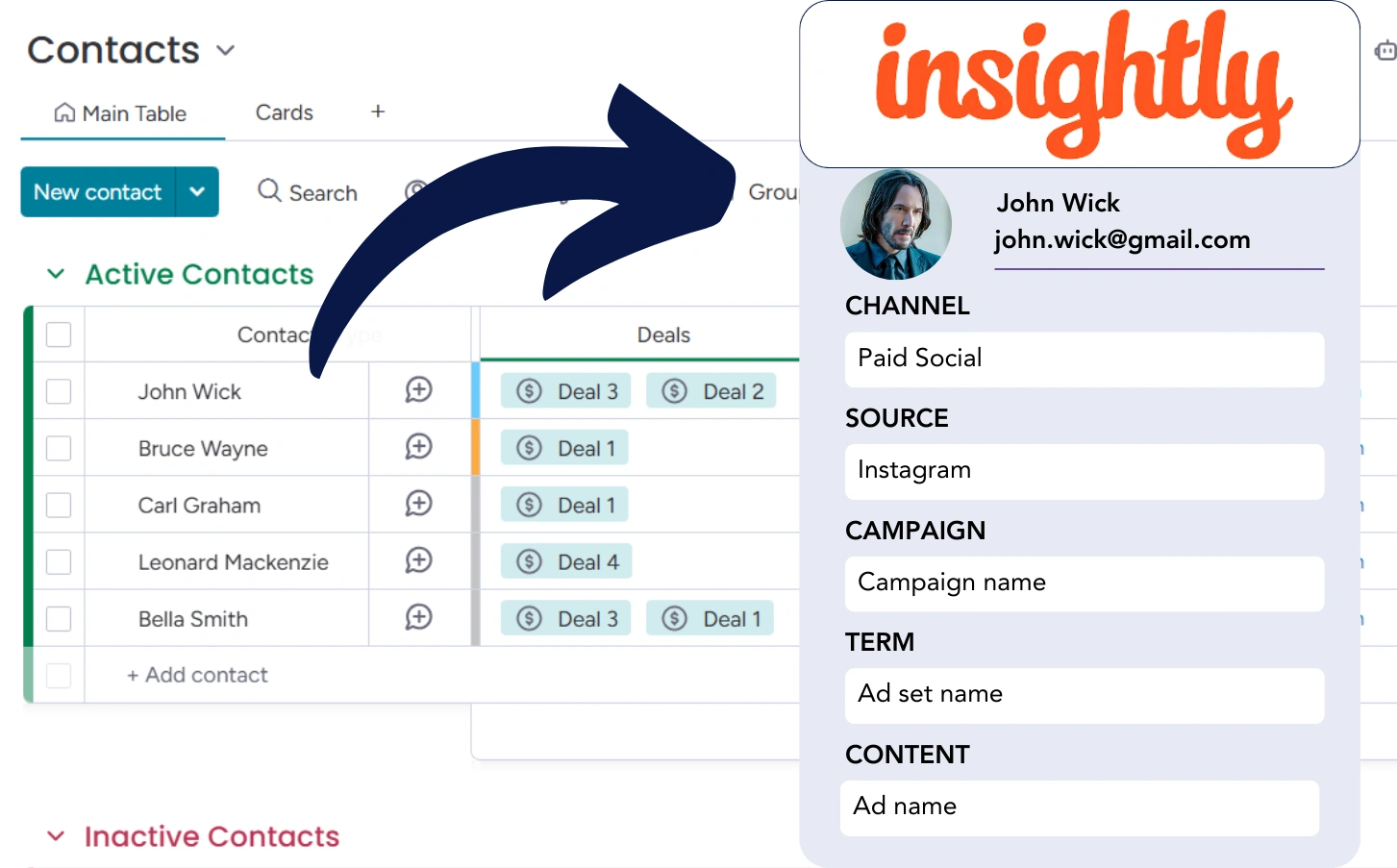 Lead source tracking Insightly