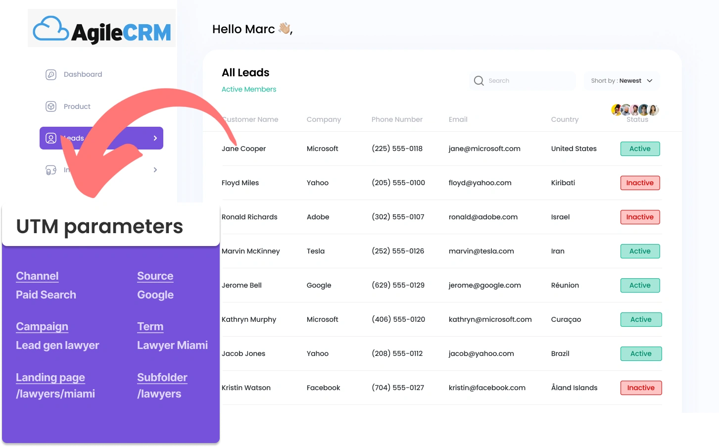 Capture UTM parameters into Agile CRM